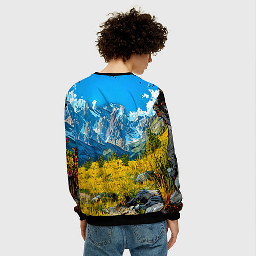 Мужской свитшот Горный козел / 3D-Черный – фото 4