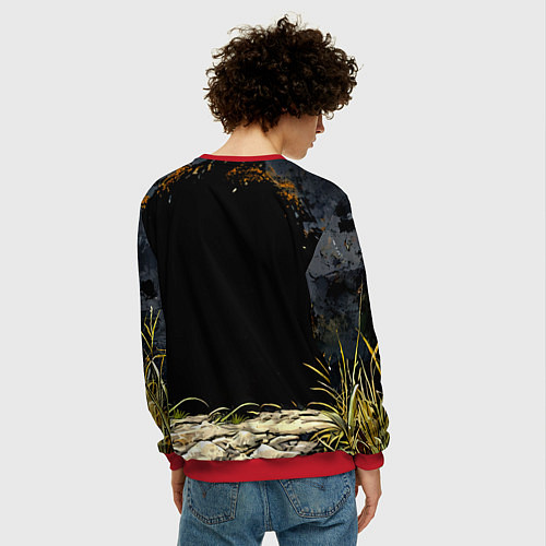 Мужской свитшот Кенгуру на черном / 3D-Красный – фото 4