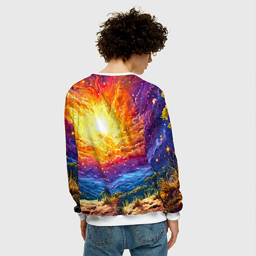 Мужской свитшот Кенгуру в космосе / 3D-Белый – фото 4