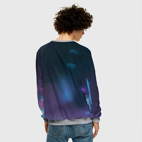 Мужской свитшот Чёрный кот под дождём / 3D-Меланж – фото 4