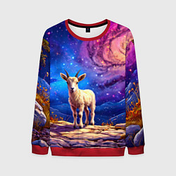 Свитшот мужской Козлик на звездом небе, цвет: 3D-красный