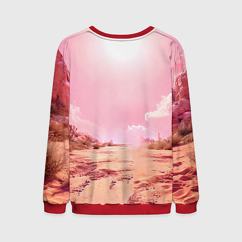 Мужской свитшот Верблюд в розовой пустыне / 3D-Красный – фото 2