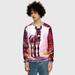 Свитшот мужской Осел в розовом свете, цвет: 3D-меланж — фото 2