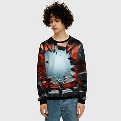 Свитшот мужской Разбитые плиты из стекла, цвет: 3D-черный — фото 2
