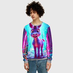 Свитшот мужской Ослик в неоновых искрах, цвет: 3D-меланж — фото 2