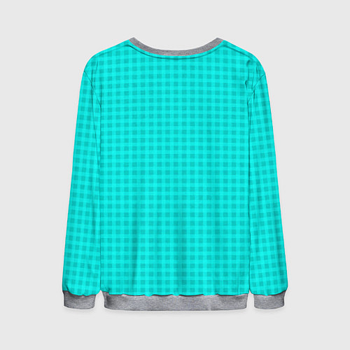 Мужской свитшот Неоновый голубой паттерн клетка / 3D-Меланж – фото 2