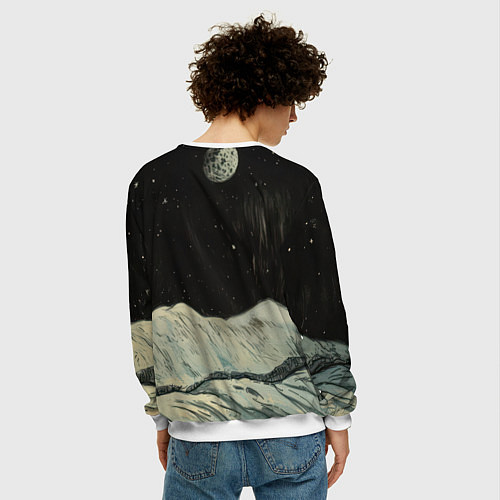 Мужской свитшот Черный волк и белая волчица / 3D-Белый – фото 4