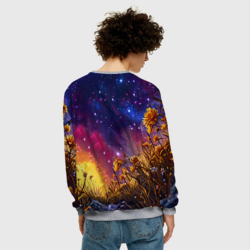Мужской свитшот Песец в звездную ночь / 3D-Меланж – фото 4