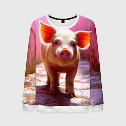 Свитшот мужской Поросенок в розовом, цвет: 3D-белый
