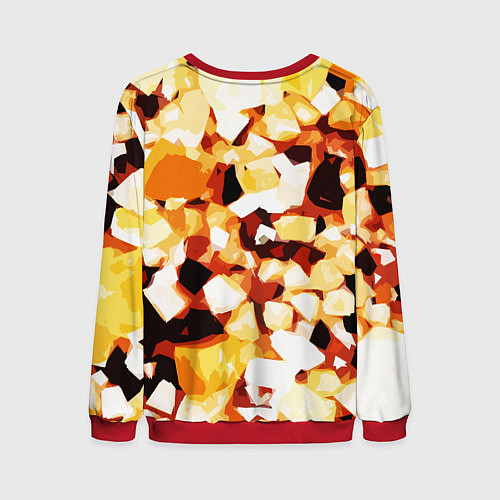 Мужской свитшот Жёлто-белая абстракция на чёрном фоне / 3D-Красный – фото 2