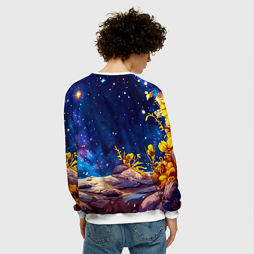 Мужской свитшот Хомяк и космическое небо / 3D-Белый – фото 4