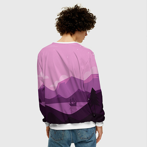 Мужской свитшот Горное озеро / 3D-Белый – фото 4