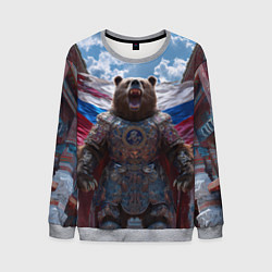 Свитшот мужской Военный медведь в доспехах, цвет: 3D-меланж