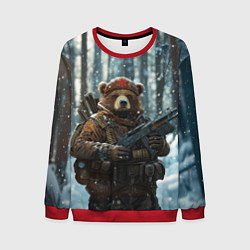 Свитшот мужской Русский медведь с автоматом, цвет: 3D-красный