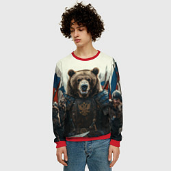 Свитшот мужской Русский воин медведь, цвет: 3D-красный — фото 2