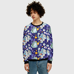 Свитшот мужской Крокусы и зяблик во льдах, цвет: 3D-черный — фото 2