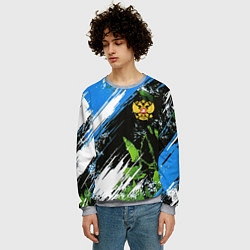 Свитшот мужской Герб России на камуфляже, цвет: 3D-меланж — фото 2