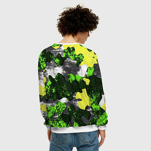Мужской свитшот Камуфляж из брызг краски / 3D-Белый – фото 4