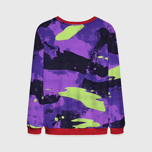 Мужской свитшот Герб РФ на фиолетовом камуфляже / 3D-Красный – фото 2