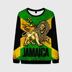Свитшот мужской Jamaica lion flag, цвет: 3D-черный