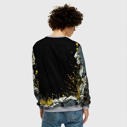 Мужской свитшот Лось на черном / 3D-Меланж – фото 4