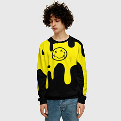 Свитшот мужской Нирвана потёки краски, цвет: 3D-черный — фото 2