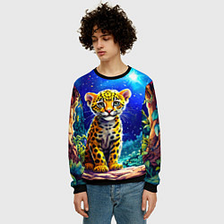 Свитшот мужской Ягуар в звездную ночь, цвет: 3D-черный — фото 2