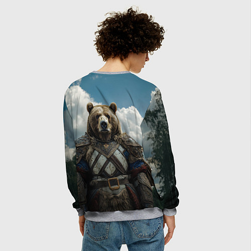 Мужской свитшот Русский медведь воин / 3D-Меланж – фото 4