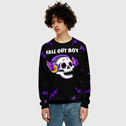 Свитшот мужской Fall Out Boy неоновый череп, цвет: 3D-черный — фото 2