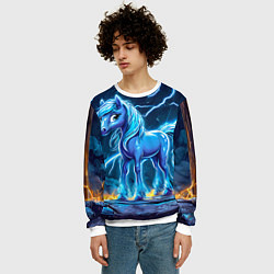 Свитшот мужской Лошадка в разрядах молнии, цвет: 3D-белый — фото 2