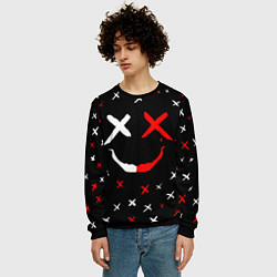 Свитшот мужской Smile face, цвет: 3D-черный — фото 2