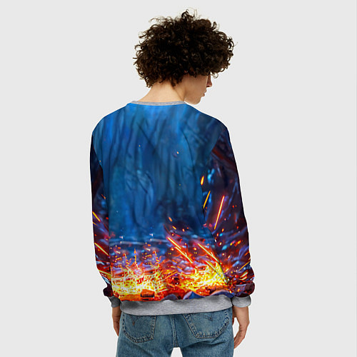 Мужской свитшот Волк искры под лапами / 3D-Меланж – фото 4