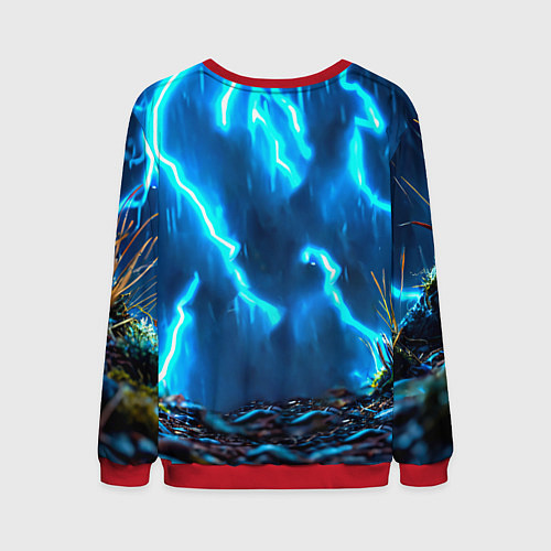 Мужской свитшот Заяц в разрядах молний / 3D-Красный – фото 2