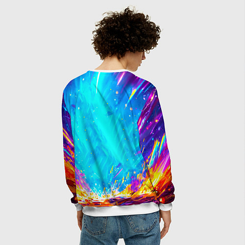 Мужской свитшот Газель малыш / 3D-Белый – фото 4