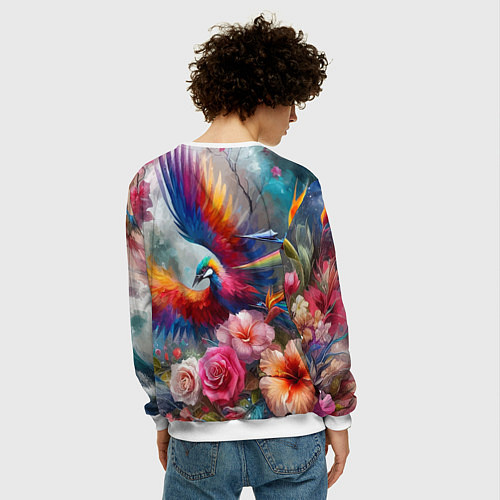 Мужской свитшот Тропическая птица / 3D-Белый – фото 4
