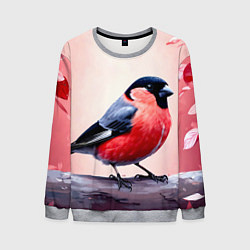 Свитшот мужской Снегирь на розовом, цвет: 3D-меланж