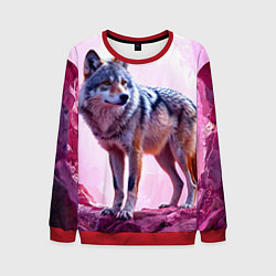 Свитшот мужской Волк в розовом, цвет: 3D-красный