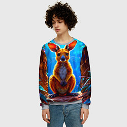 Свитшот мужской Кенгуру в джунглях, цвет: 3D-меланж — фото 2