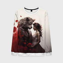 Свитшот мужской Оборотень и девушка, цвет: 3D-белый