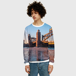 Свитшот мужской Большеохтинский мост в Санкт-Петербурге, цвет: 3D-белый — фото 2