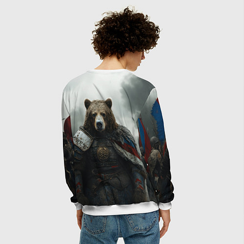 Мужской свитшот Великан Руси медведь / 3D-Белый – фото 4