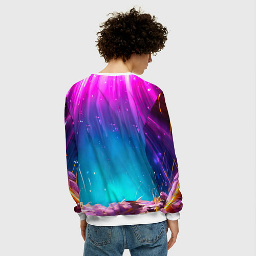 Мужской свитшот Пеликан в сиянии лучей / 3D-Белый – фото 4