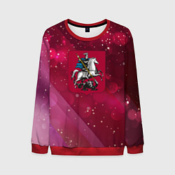 Свитшот мужской Герб Москвы на розовом фоне, цвет: 3D-красный