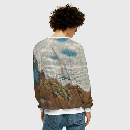 Мужской свитшот Храм на горе / 3D-Белый – фото 4