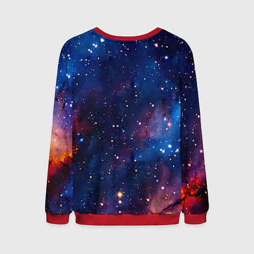 Мужской свитшот Шотландская прямоухая кошка в космосе / 3D-Красный – фото 2