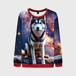 Свитшот мужской Лайка и космос, цвет: 3D-красный