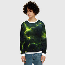 Свитшот мужской Разбитая плита с зеленым светом, цвет: 3D-белый — фото 2