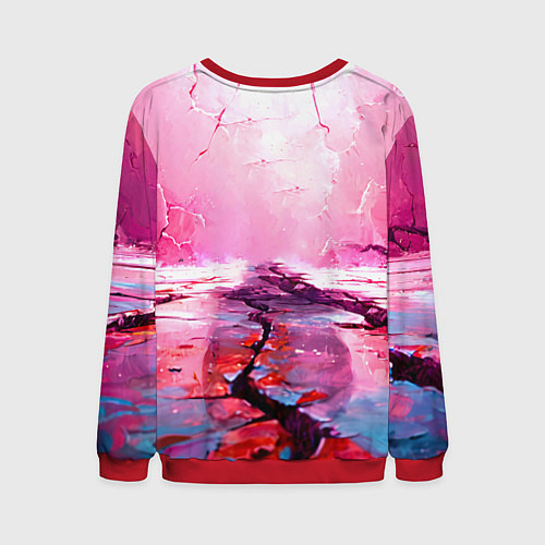 Мужской свитшот Баскетбольный мяч у розовой стены / 3D-Красный – фото 2