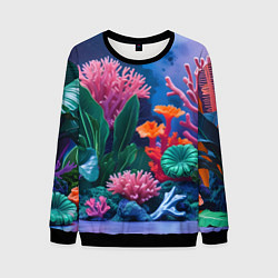 Свитшот мужской Подводные кораллы, цвет: 3D-черный