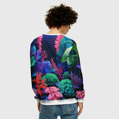 Мужской свитшот Подводный мир с кораллами / 3D-Белый – фото 4